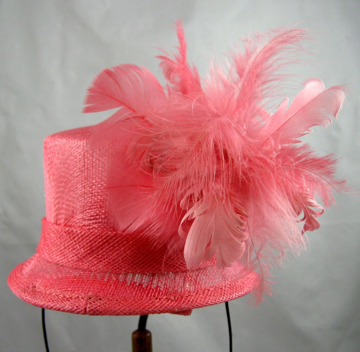 Salmon Mini Top Hat Fascinator Kentucky Derby Wedding Hat