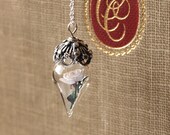Elegant Ivory White Rose Flower Tiny Terrarium Necklace Glass Vial by Woodland Belle