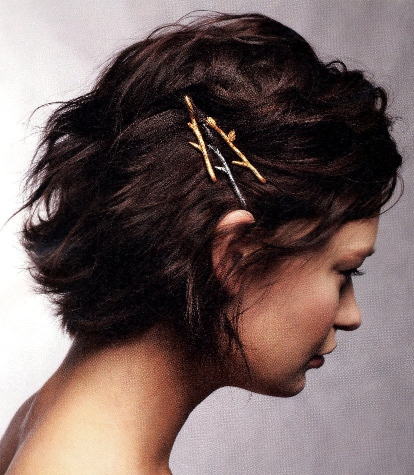 Twig Branch Bobby Hair Pins - Silver Bronze or Gold - Mix and Match You Choose Set of Three