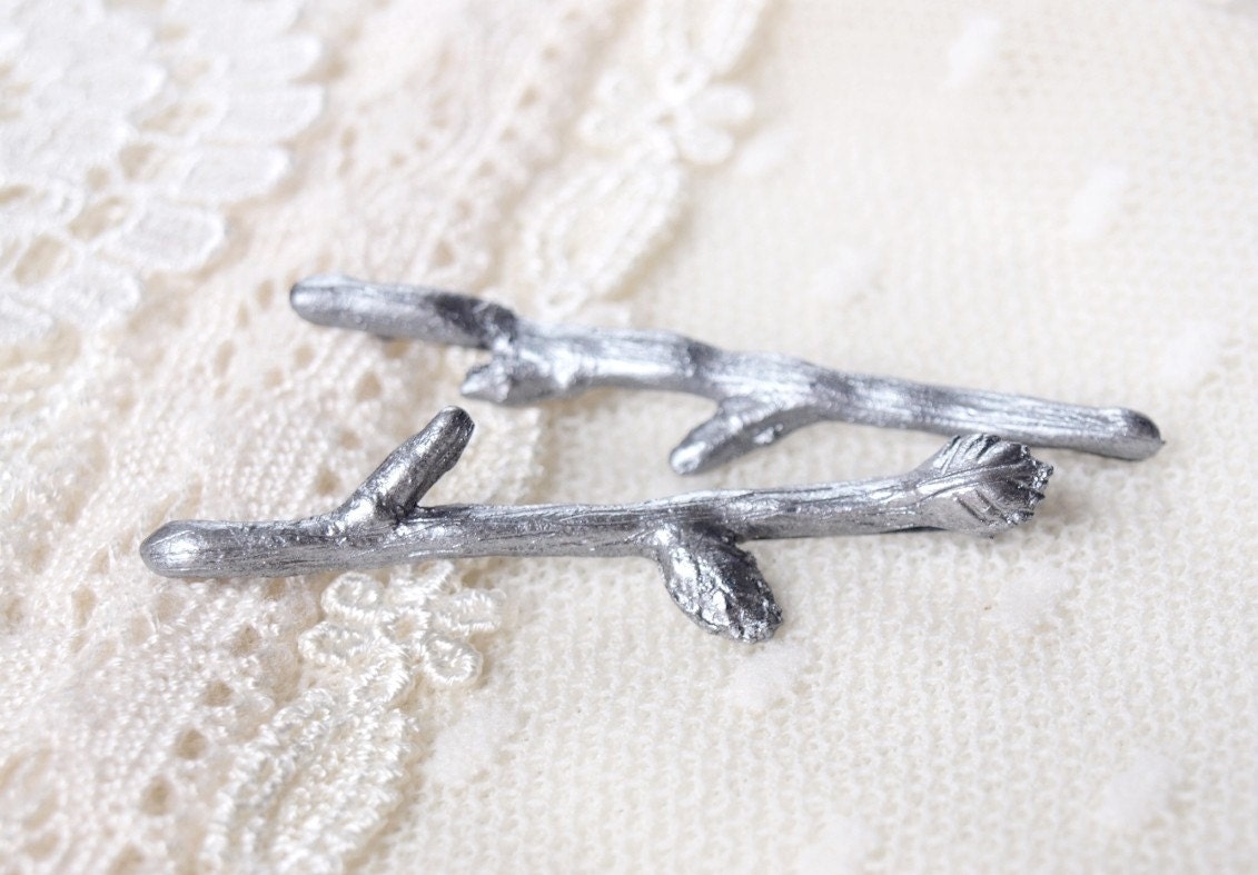 Antique Pewter Tiny Twig Hair Pins