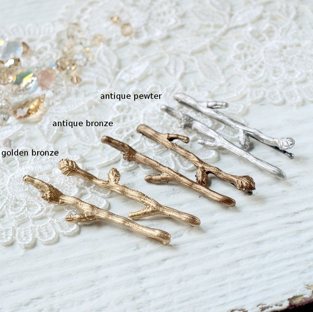 Twig Branch Bobby Hair Pins - Silver Bronze or Gold - Mix and Match You Choose Set of Three
