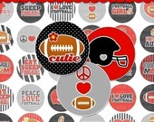 Red Football Bottle Cap Images - Digital Collage Sheet (No. 565) - 1 Inch Circles for Bottlecaps, Hair Bows, Pendants - Instant Download