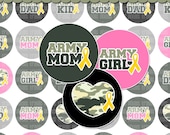 Army Love Bottle Cap Images - 4x6 Digital Collage Sheet (No. 612) - 1 Inch Circles for Bottlecaps, Hair Bows, Magnets - Instant Download