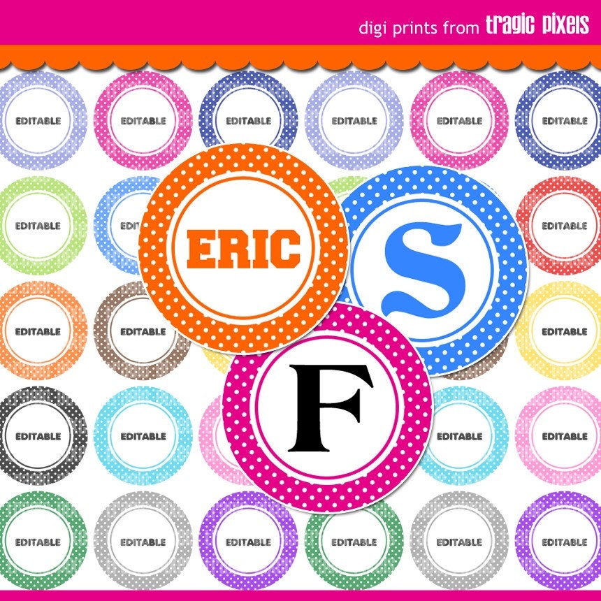 4x6 Editable PDF - Double Dottie Digital Collage Sheet (No. 684) - 1 Inch Circles for Round Bottle Caps, Magnets, Hair Bow Centers, and More