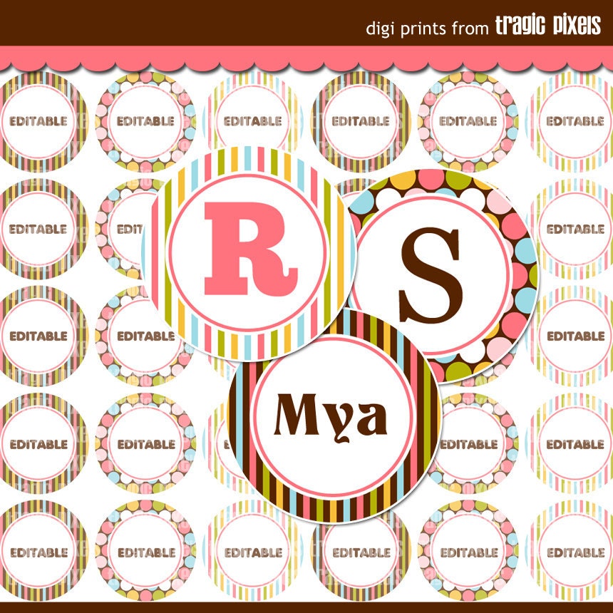 4x6 Editable PDF - Daydream Digital Collage Sheet (No. 678) - 1 Inch Circles for Bottle Caps, Magnets, Hair Bow Centers, Stickers, & More