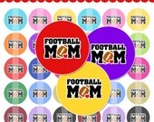 Football Mom Bottle Cap Images - 4x6 Digital Collage Sheet (No. 791) - 1 Inch Circles for Bottlecaps, Hair Bows - Instant Download