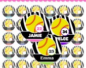 4x6 Editable PDF - Zebra Softball Digital Collage Sheet (No. 780) - 1 Inch Circles for Round Bottle Caps, Magnets, Hair Bow Centers, & More