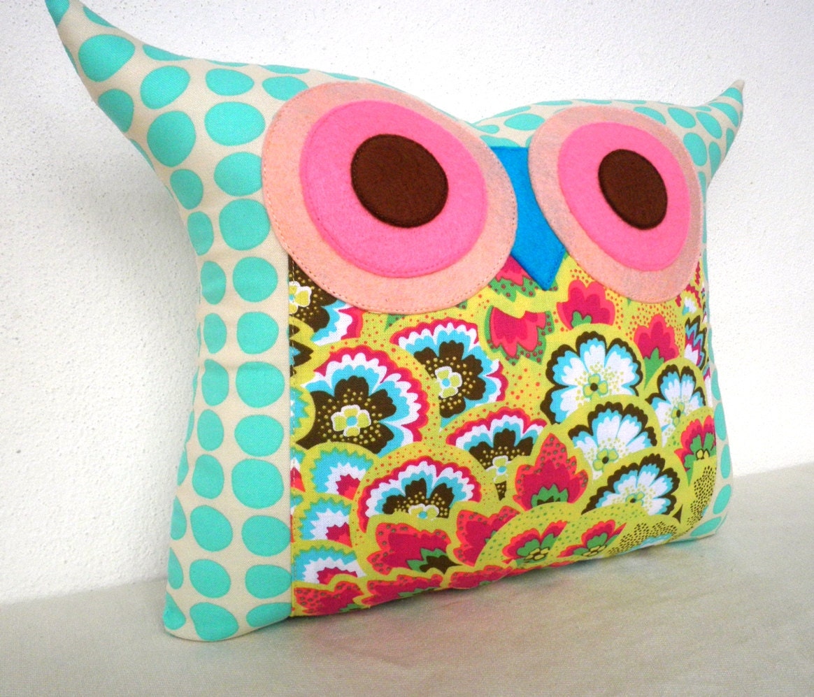 Polyfil Stuffed Soul Blossoms(Aqua) Owl Pillow for baby and home decoration