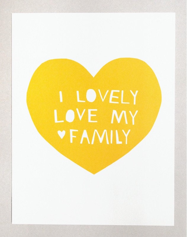 Lovely, Love My Family Print in Yellow