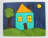 Midnight House Folk Art Painting