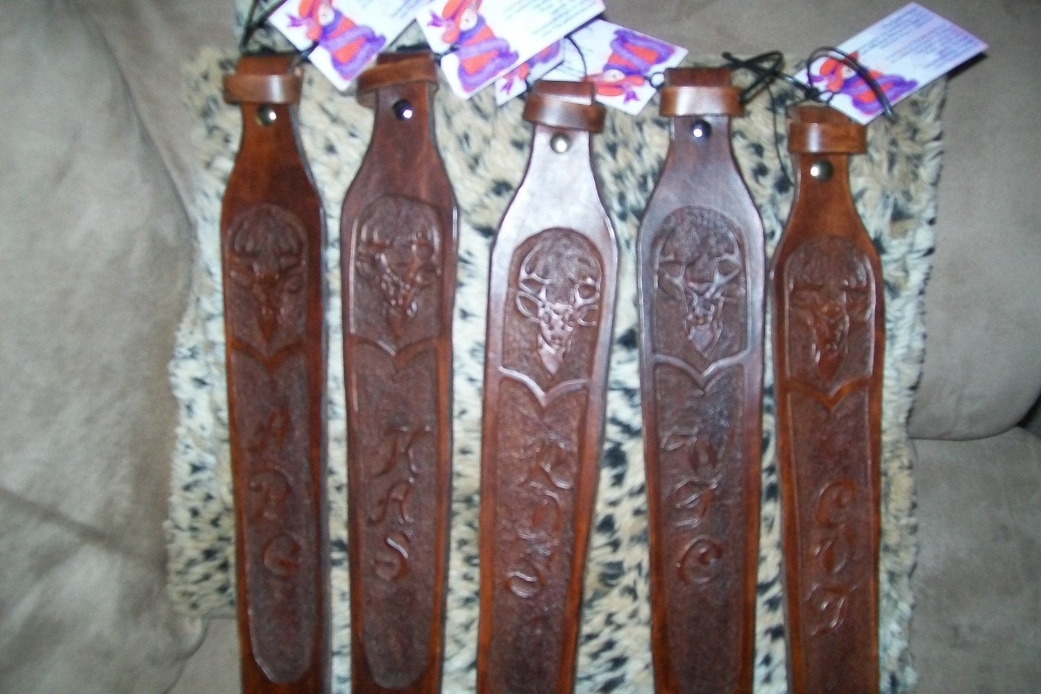 Groomsmen Gift 5  Personalized  Leather Rifle Sling Hand Tooled Leather Rifle Sling