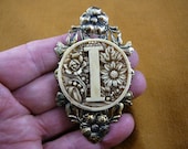 Letter I "I" initial with daisy roses rose lily of the valley flowers CAMEO pin pendant brass brooch cm157-4