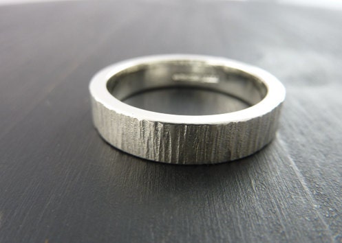 Mens Wedding Band Ring Wood Grain - Free Inscription