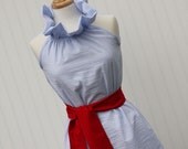 NEW - Janie...Women's Seersucker Ruffler Dress with Removable Sash