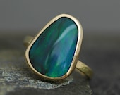 Black Opal in Recycled 18k Yellow Gold Ring- Made to Order