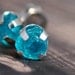 Bright Blue Apatite Rough Crystals in White Gold Earrings