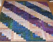 Handmade Batik Log Cabin Lap Quilt