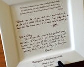 Personal Letter to Parents on a Platter Wedding Gift from Bride and Groom