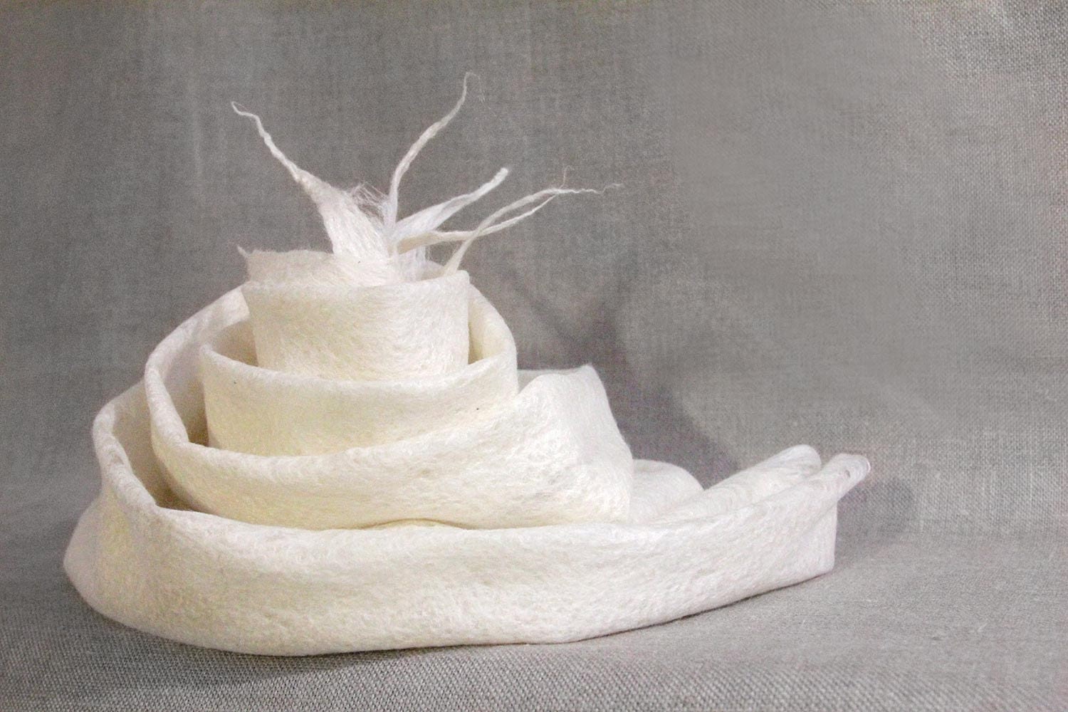 natural white felt scarf CLOUD women weddings eco friendly cobweb wrap