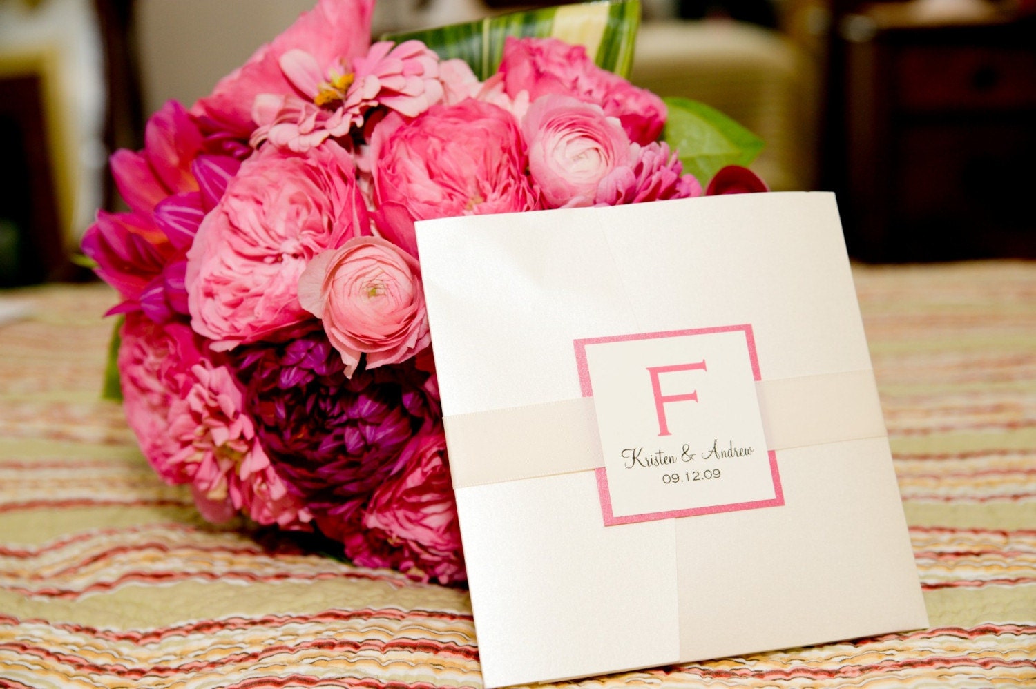 Fuschia Fun Ivory Pocketfold Invitation