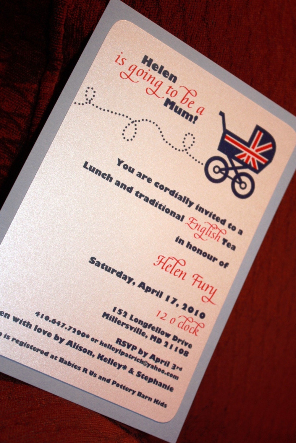 British Carriage Baby Shower Invite