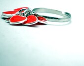 Adjustable Ring - Red Candy Drop Epoxy Heart Clusters - Cha Cha