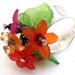 Wide Banded Ring - Bouquet of Flowers - Adjustable Hill Tribe Silver