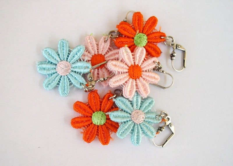 Perfect summer set - Three Pair of Lace Flower Earrings