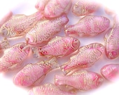 pink salmon glass beads - SoVeryCharmed
