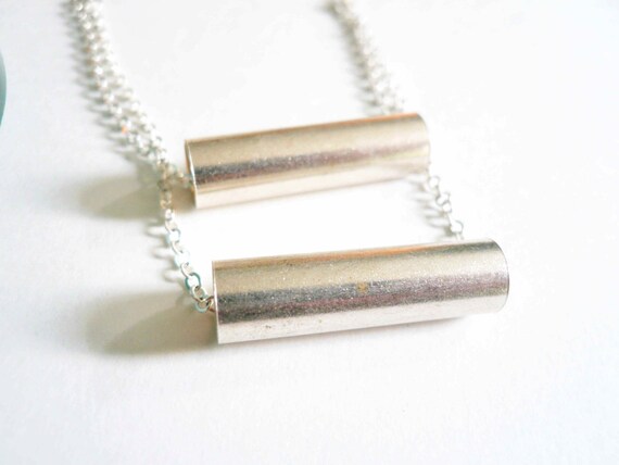 Modern silver necklace. Layered silver necklace with two tiers of silver plated chain.