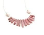 Pink Necklace - Fan Necklace - Gemstone Jewelry - Morning Glow Ooak