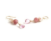 Gemstone Earrings - Bridal Earrings - Pearl Jewelry - Pink Petticoats Ooak