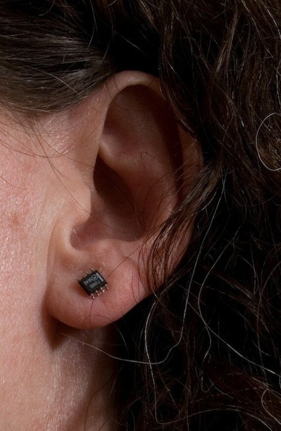 Recycled/Upcycled Computer Chip Earrings - Geekery ONLY 1 PAIR REMAINING 8-PIN CHIPS