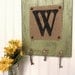 Shabby Chic wall hooks burlap letter W SAGE GREEN wall hanging You choose letter and color