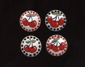RED CHERRIES - Handpainted Wooden Drawer Knobs Pulls -You Pick the Number You Need - Girl's Room, Nursery, Kitchen or Office