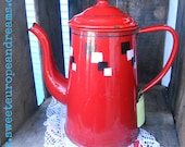 VIntage Italian Red Hot Enamelware Coffee Pot