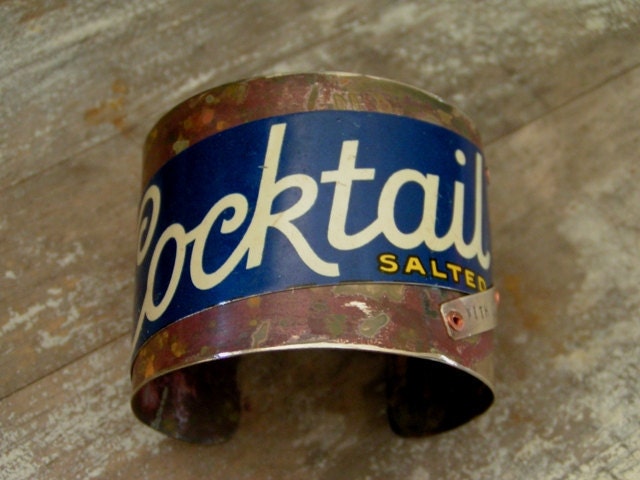 Vintage Tin Cocktail Time Cuff