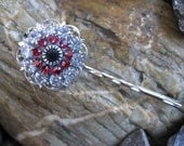 Silver and Ruby Crystal Hair Pin