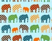 Robert Kaufman Fabric Urban Circus Elephants Earth Blue 1 yard