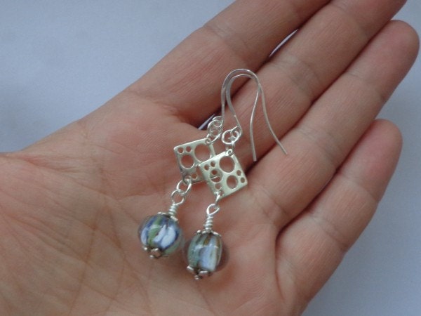 SALE Lampwork Earrings Silver Plated Dangle STUNNING Design