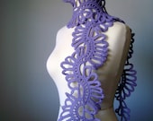 Crochet scarf  long  lace wool  Lilac violet