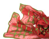 Nuno felted  sheer scarf shawl wrap cotton wool labirint  design brick green long