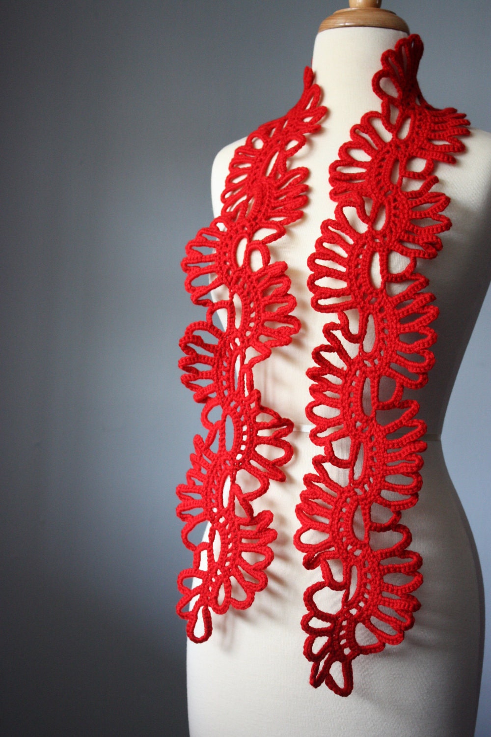 Crochet Red scarf wool crimson scarlet epictt teamb HMET