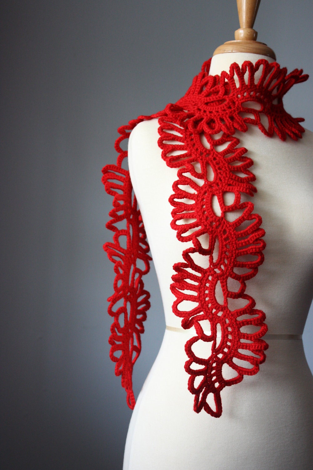 Crochet Red scarf wool crimson scarlet epictt teamb HMET