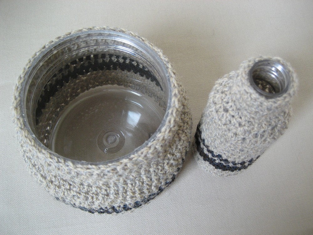 Set of Two Upcycled Crochet Covered Vases