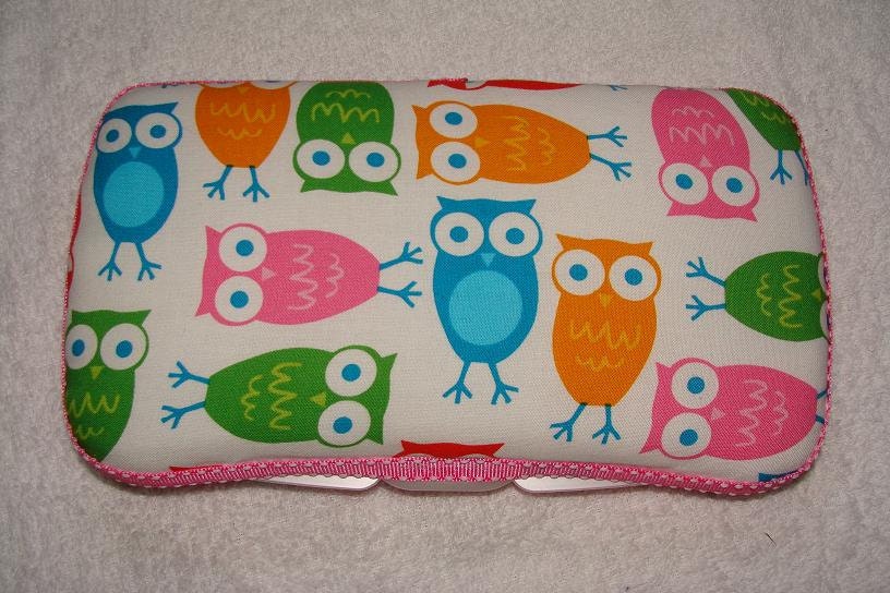 Designer Travel Wipes Case with Diaper Strap- Multi Owls on White