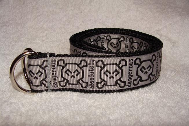 Absolutely Dangerous Belt on Black: Children's D-Ring Belt (If you would like a Velcro Closure,  Just Ask)