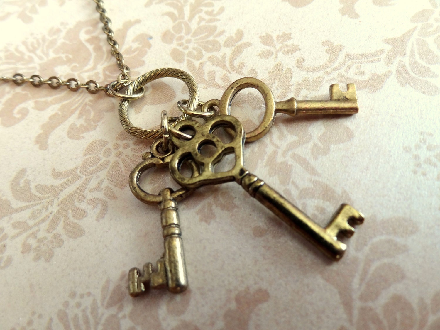 Key Collector. Key Charms Cluster Necklace.