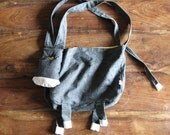 My funny grey donkey bag - Fabric shoulder tote bag fashion animal