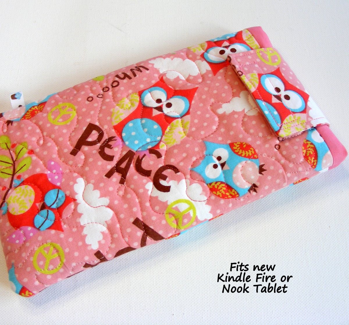 Kindle Fire Tablet Padded Case Pink Owl Sleeve